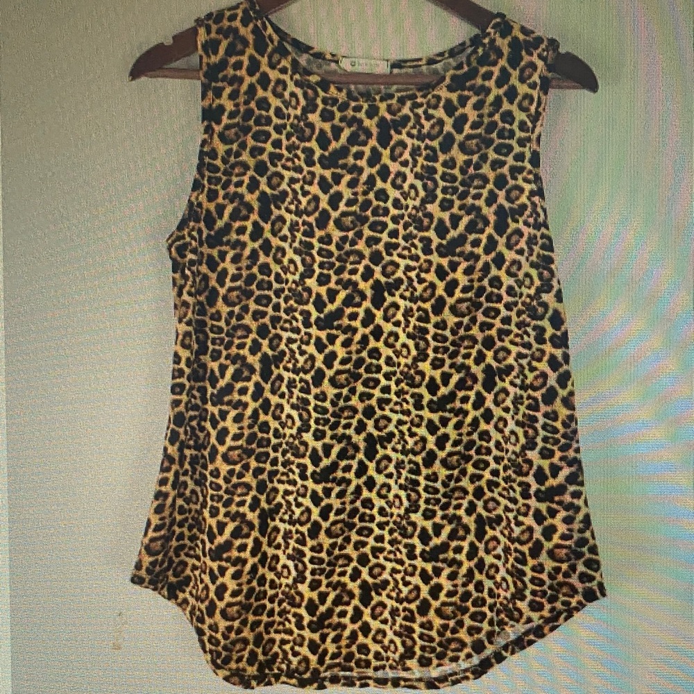 Leopard Print Sleeveless Women’s Top - Yellow Brown